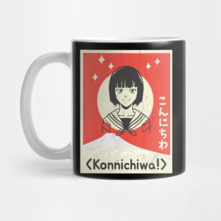 Konnichiwa Japan Art Girl Mug